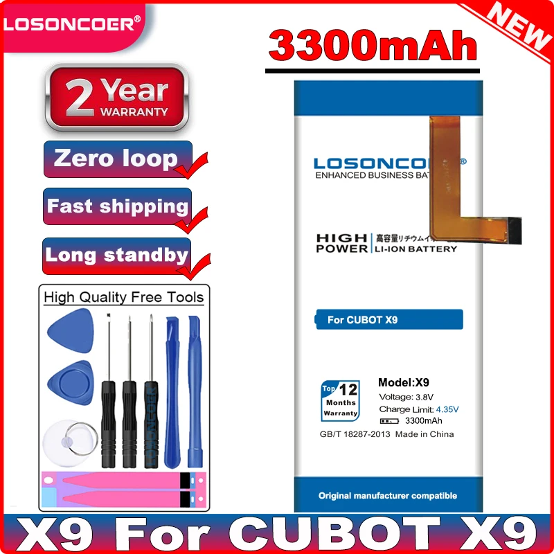 Аккумулятор LOSONCOER 3300mAh X9 для телефона CUBOT X9|Аккумуляторы мобильных телефонов| |