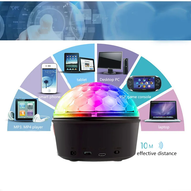 

Portable Stage Light with Remote DJ Lights with Bluetooth Speaker LED Disco Ball Lights Party LAD-sale