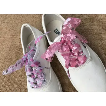 

1PAIR 120CM Snowflake Yarn Flat Satin Silk Ribbon Shoelaces Shoe Laces Sneaker Party Sport Shoes Lace Strings Free Shipping