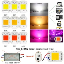 High Power 3000K 6500K Full Spectrum 110/220V Smart IC 20W 30W 50W Driverless COB LED Chip for Plant Growing Lamp Floodlight D30