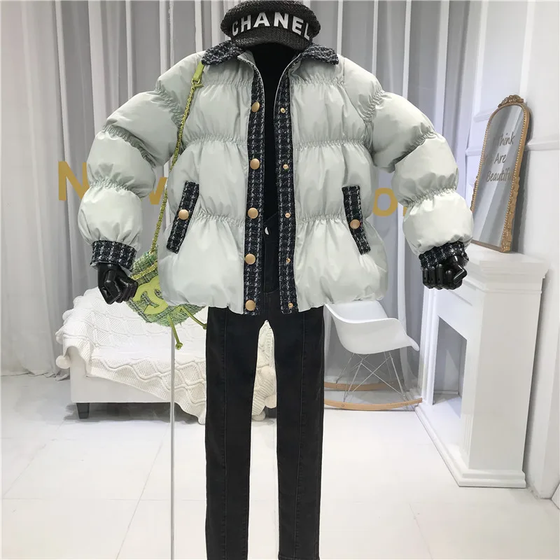 Abrigos Mujer Invierno 209 женские пальто Зимние однобортные толстые винтажные Лоскутные твид Ropa De Invierno Para Mujer