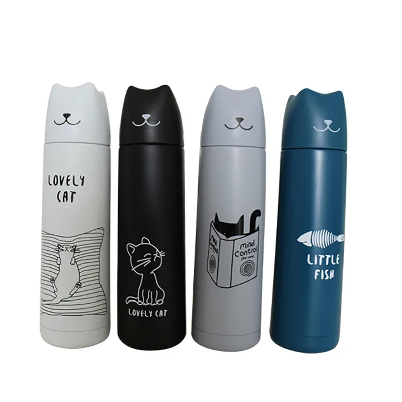 500ml Cute Cat Thermos Cup VacuumThermal Mug Flasks Thermos Lovers Thermos Stainless Steel Coffee Bottle Drink Travel Bottle 9