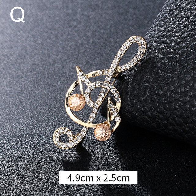 Elegant Musical Note Shape Brooches Fashion Luxurious Shiny Colorful Rhinestones Brooches Pins Clothes Accessories Gifts