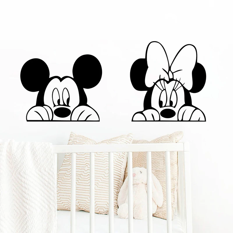 Cartoon Wall Stickers For Kids Bedroom Art Decor Cute Disney Mickey Minnie Mouse Baby Nursery Art Vinyl Wall Decals Cartoon Wall Stickers For Kids Bedroom Art Decor Cute Disney Mickey Minnie Mouse Baby Nursery Art Vinyl Wall Decals