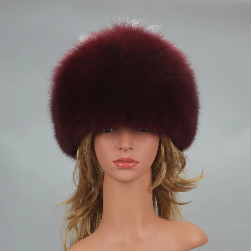 Real Fur Bomber Trapper Hat Lady Winter Warm Luxury 100% Natural Fox Fur Hat Ski Mask Bonnet Fashion Fluffy Fox Fur Beanie Caps 5