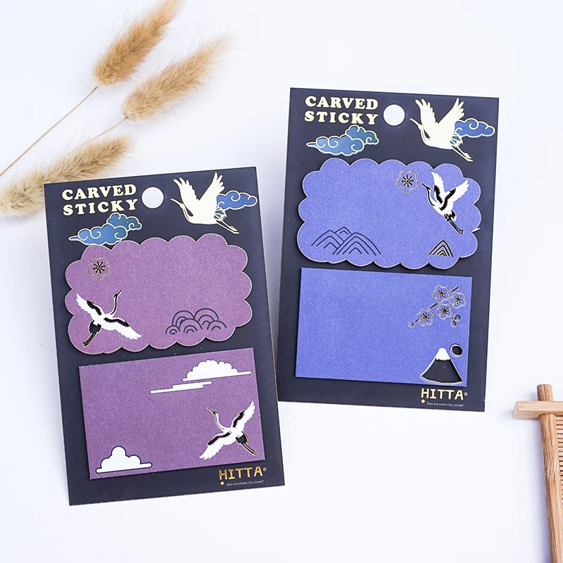 Crane carved notepad planner stickers page tabs memo pads page markers sticky notes office decoration school supplies 20 sheets