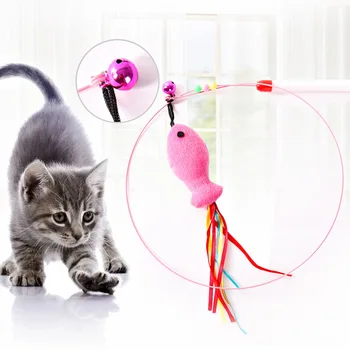 

Pet Cat Toy False Fish Feather Interactive Funny Teaser Wand Toys Training Cat Kitten Stick Toys