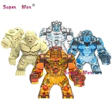 Одиночные Marvel Мстители Человек-паук Hellfire Elementals Zephyr Hydron Sandman Большие размеры Халк танос Железный человек строительные блоки детские игрушки