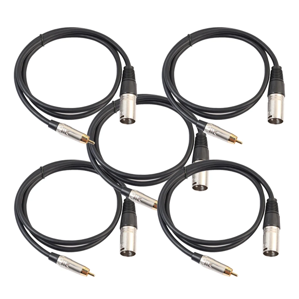 5 шт. RCA штекер XLR Мужской Аудио Микрофон Кабель Патч провод для микрофона части 1,8 м