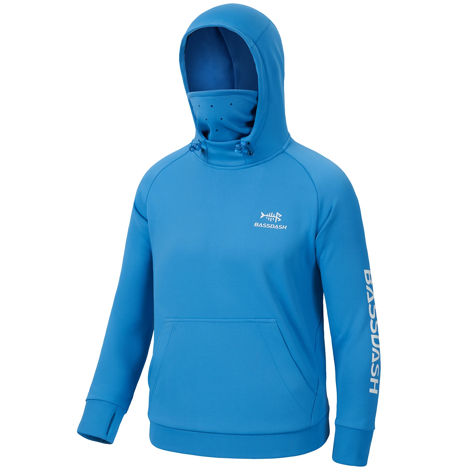 Bassdash Heren UPF 50 camouflage hoodie met masker, lange mouwen, bescherming tegen de zon, nekwarmer, hoodie voor vissen en wandelen, Carolina/Camo Blauw, M