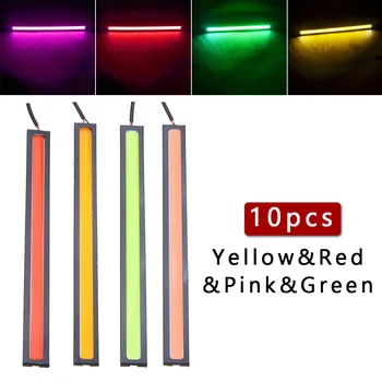 

10pcs DC12V 6000K-8000K Waterproof LED DRL Daytime Running Light Strip Car Fog COB Lamp Waterproof 4-Color Universal Styling