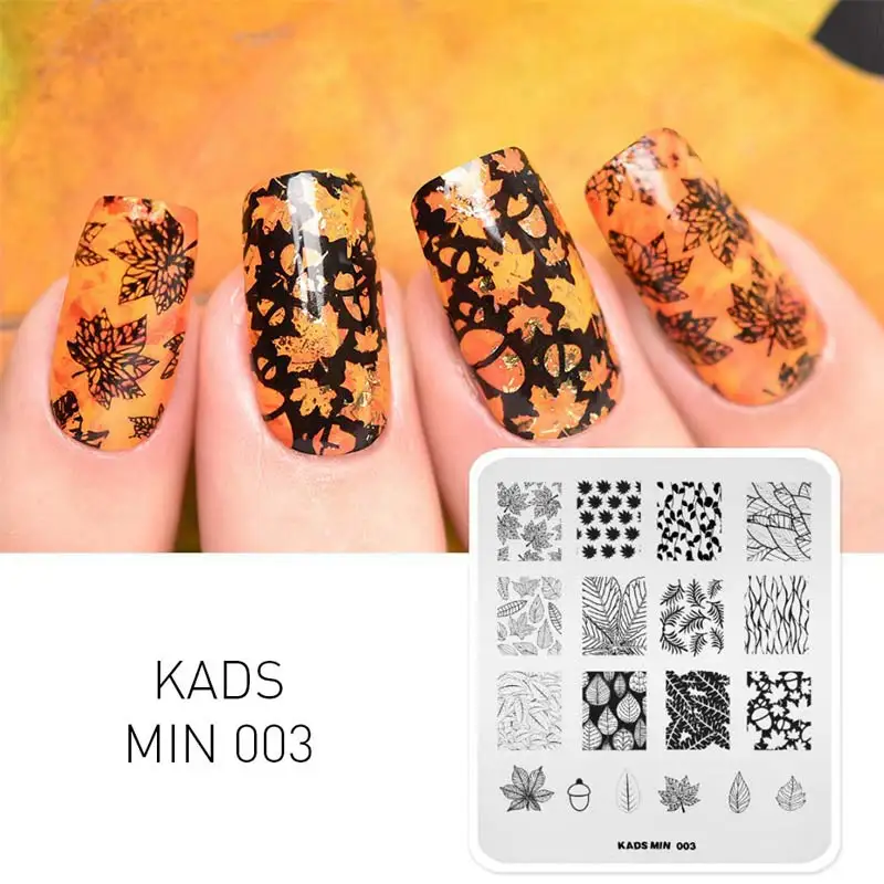MIN 003 KADS пластины для стемпинга ногтей 33 дизайна, серия MIN, накладные изображения, шаблонные штампы, сделай сам, маникюрный штамп, трафарет для дизайна ногтей - Цвет: MIN 003