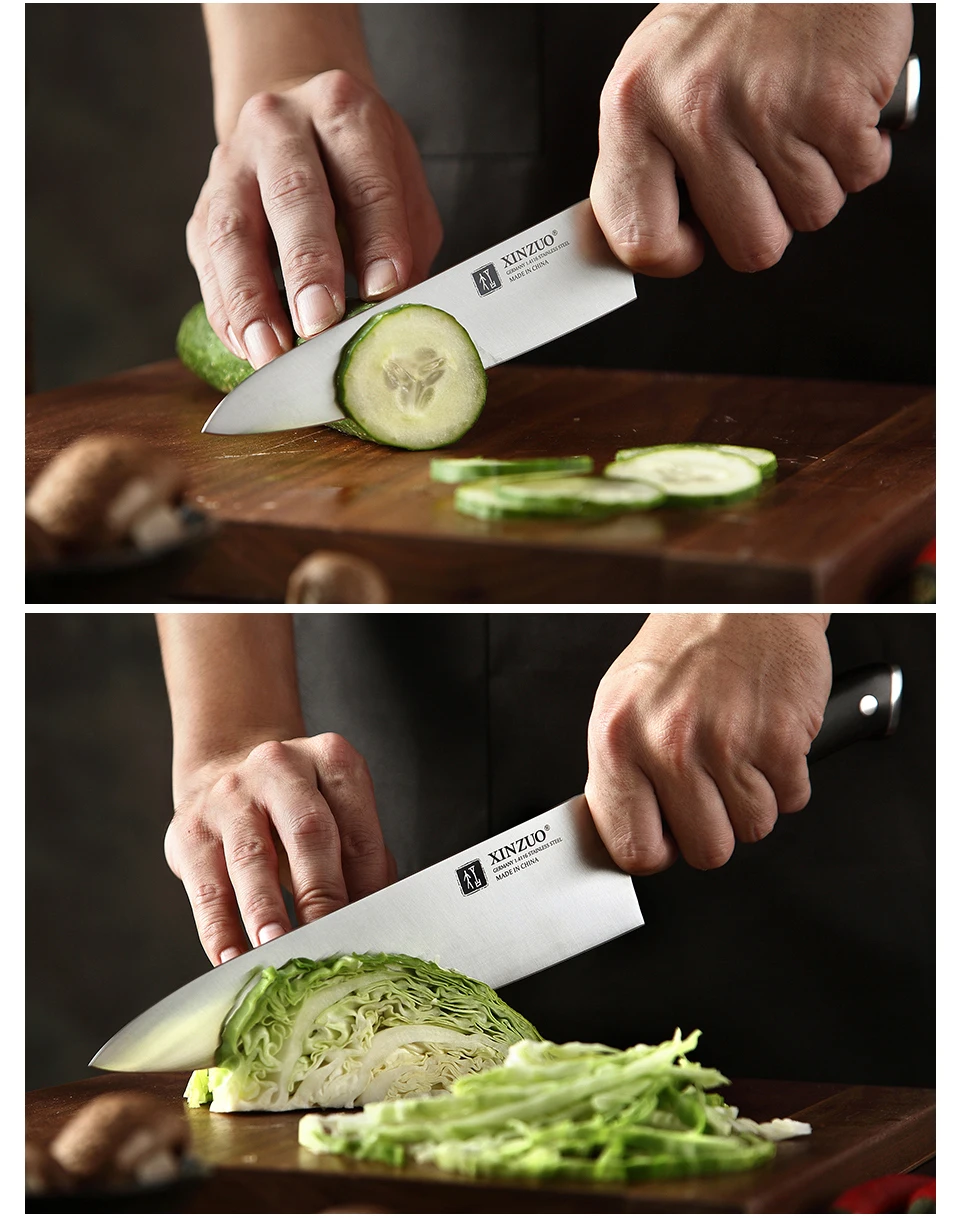 XINZUO 3 шт. набор кухонных ножей Германия 1,4116 нержавеющая сталь профессиональный 8 в шеф-повара 7 в Satoku 5 в универсальные ножи инструмент для приготовления пищи
