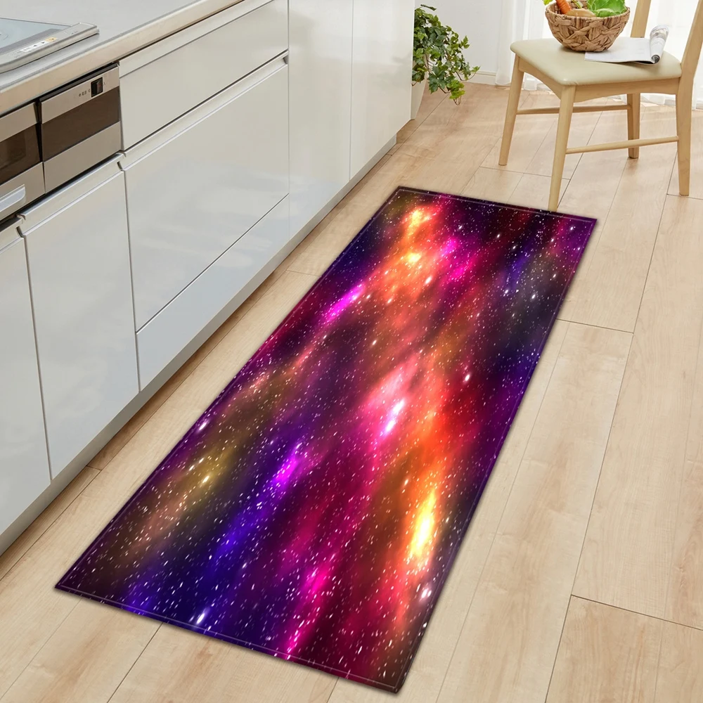 Kitchen Carpet Entrance Doormat Waterproof 3D Cosmic Starry Sky Pattern Home Bedroom Floor Mat Hallway Bathroom Anti-Slip Rugs | Дом и сад
