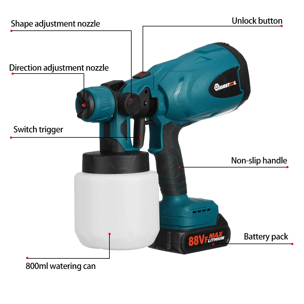 Cordless High Pressure Spray Gun Airless Paint Sprayer For Makita 18V ...