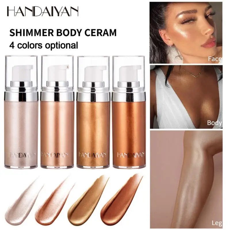 HANDAIYAN 4 Colors 60g Metallic Liquid Face Body Illuminator Shine Highlighter Makeup Palette Bronzer Liquid Makeup TSLM1