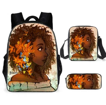 

African girl school bag three-piece lightweight breathable backpack large capacity backpack children backpack school backpack