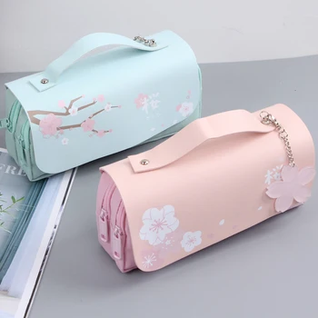 

Large Capacity Romantic Floral Garden Double Layers Pencil Case Korean Waterproof Pen Holder Pouch Stationery School Supplies