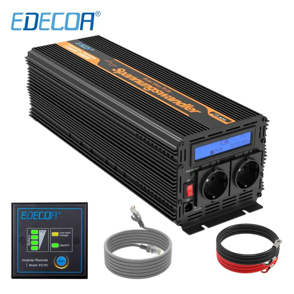 EDECOA 2500W 5000W Off преобразователь сетевого напряжения DC 24V AC 220V 230V 240V пульт