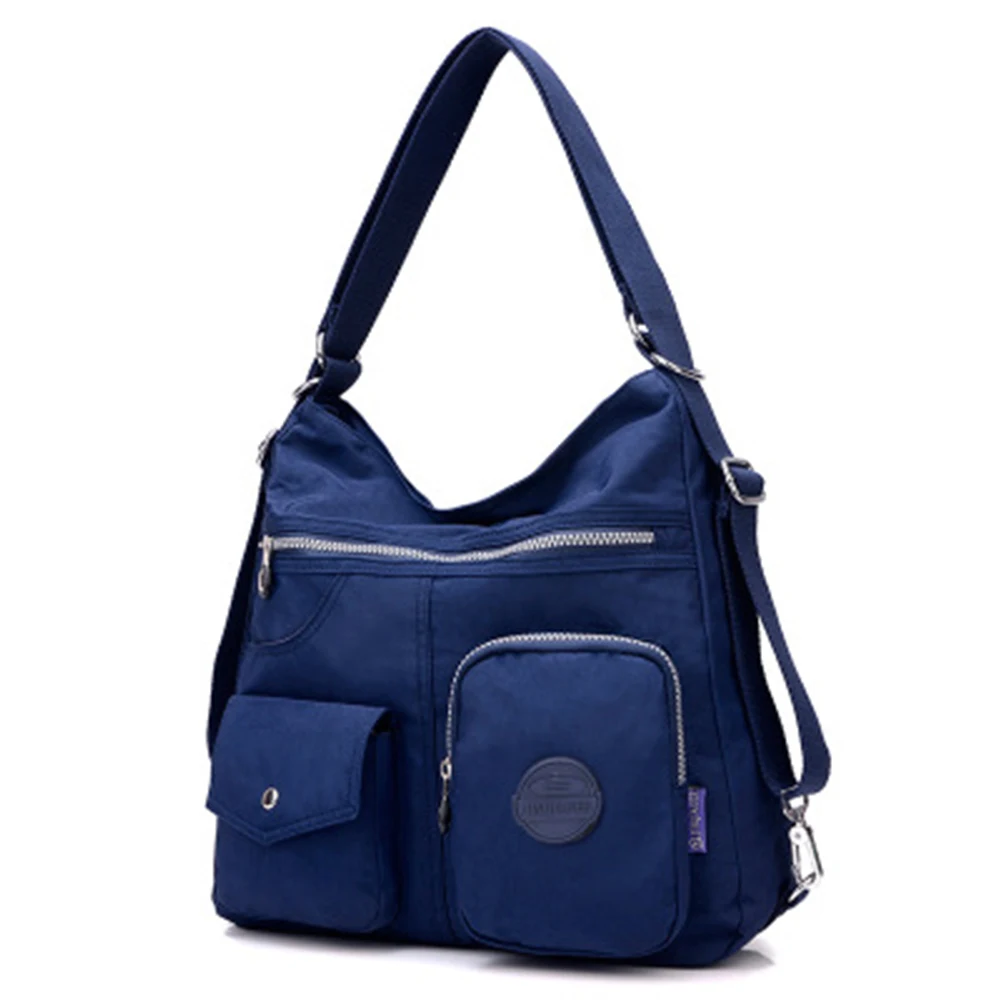 Многофункциональные дорожные сумки, женские большие сумки, нейлоновые водонепроницаемые сумки на плечо, вместительные женские дорожные сумки с карманами, высокое качество - Цвет: Темно-синий