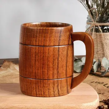 

Beer Mug Cup Wooden Classical Natural Barrel Shaped Mug Cup Tea Beer Juice Milk Mugs Drink Cups- Gift