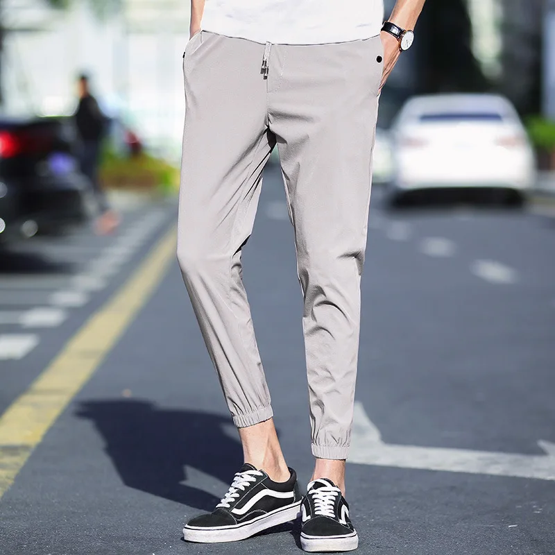 Капри Брюки Мужские корейский стиль мода Slim Fit 9 брюки тренд быстросохнущие луч ноги тонкие обтягивающие брюки