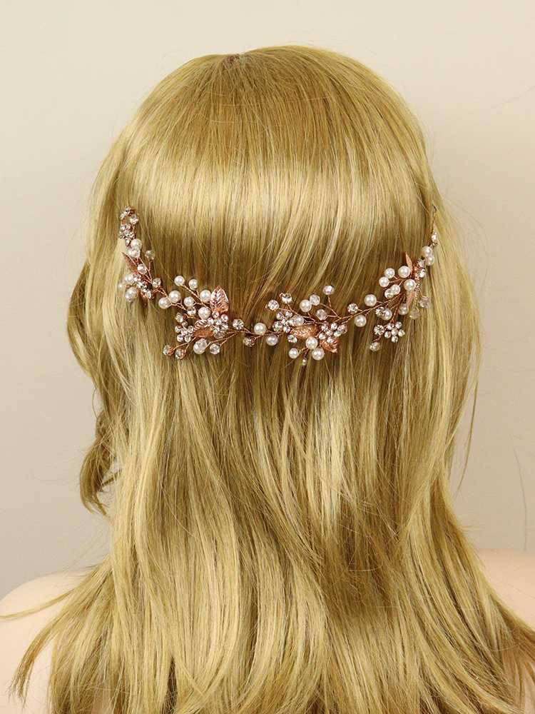 Rose gold Leaves Headbands Floral Hair Vine Women Hairband Tiaras Wedding Party Hair Decoration Bridal Accessories