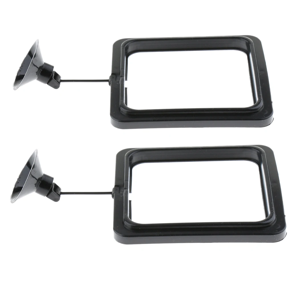 2 Pieces Aquarium Fish Feeding Rings Floating Food Feeder with Suction Cup, Square Shape