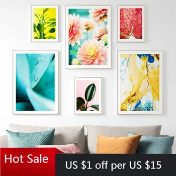 

Green Plant Rubber Leaf Flower Landscape Nordic Prints Art Canvas Painting Wall Decor Pictures For Posters Aesthetic Room Decora