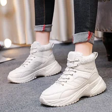 Уличная зимняя обувь унисекс; модная обувь для отдыха; зимние ботинки с высоким берцем; теплые ботинки из шерсти и хлопка; обувь; кроссовки из синтетического материала