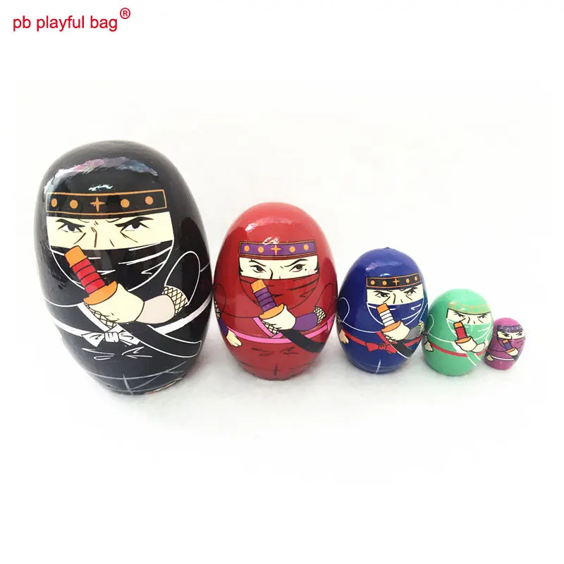 

PB Playful Bag Five Story Ninja Russian Dolls Interesting Exquisite Wooden Toy Set Crafts Home Decoration Gifts for Friends HG44