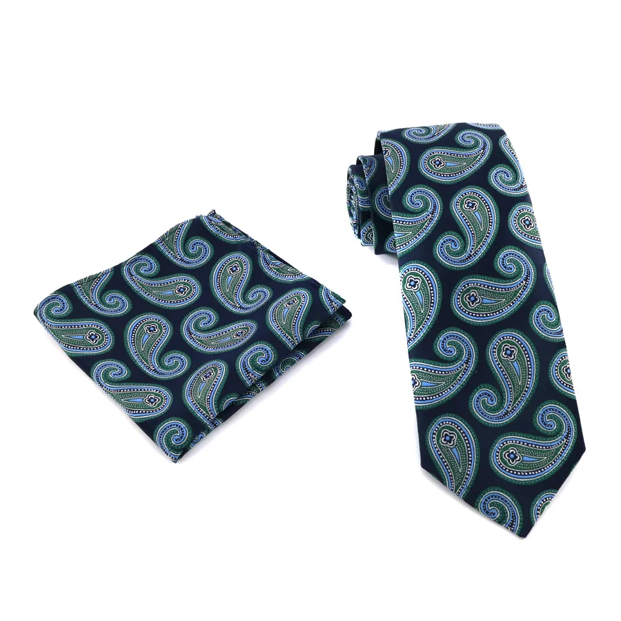Классический мужской галстук 8 см набор шёлковый жаккардовый тканый черный, красный, синие галстуки Карманный квадратный совпадающий платок Свадебная деловая вечеринка - Цвет: T290