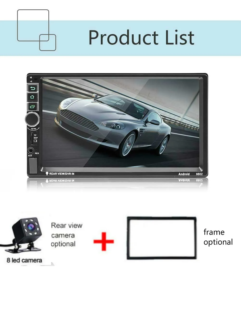 SWM 8802GPS радио автомобиля Android аудио плеер Зеркало Ссылка/Wifi 3g/USB/обратное изображение/рулевое колесо управление Handsfree Авторадио - Цвет: with 8led cam frame