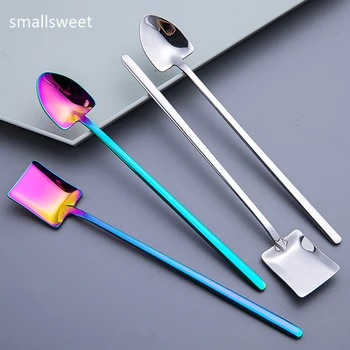 

Dessert spoon Stainless steel long handle spade shovel spoon Creative cute Internet eating coffee spoon stirring spoon ice scoop