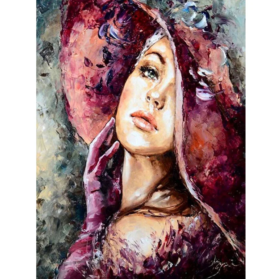 Meivn Lady In Red Hat масляная цифровая скоростная краска художественная краска по номерам набор криловая краска Холст аксессуары для дома украшение VPcx - Цвет: Светло-зеленый