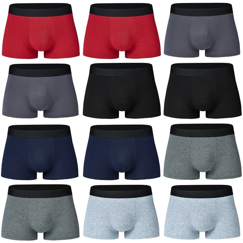 10PCS Men's Panties Underpants Man Boxer Mens Underwear Cotton Breathable  Solid Underpants Comfortable Plus Size Shorts