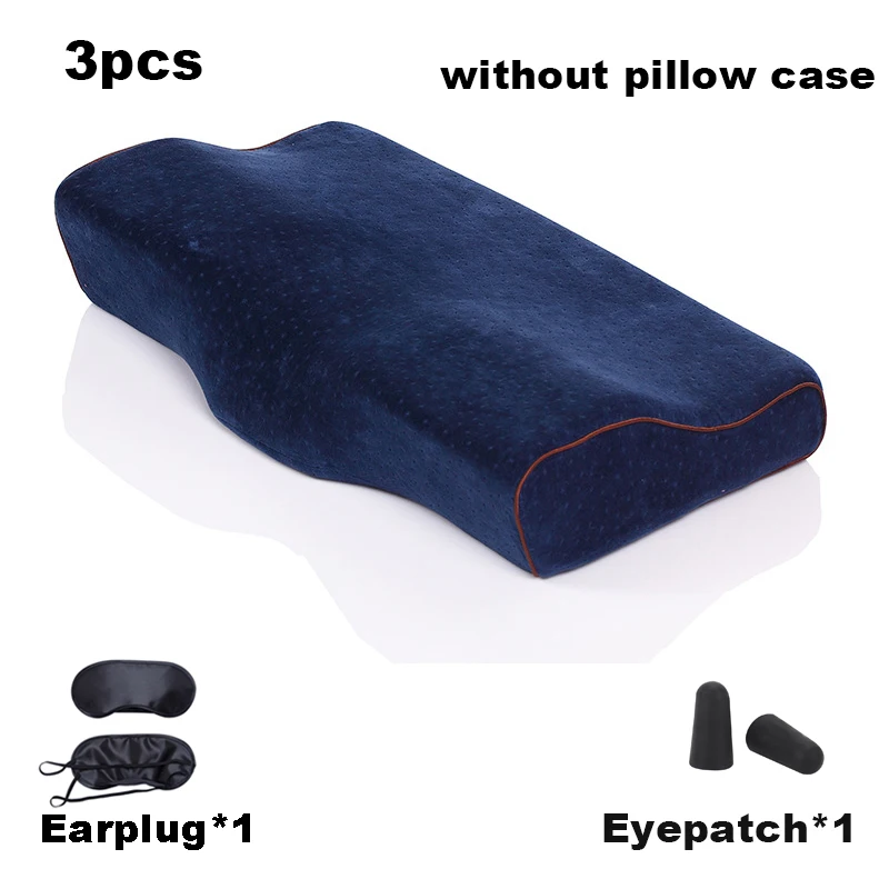 blue without case Подушка из пены с эффектом памяти для защиты шеи медленный отскок пены памяти в форме бабочки ортопедические подушки для здоровья шейки матки обезболивающие подушки - Цвет: blue without case