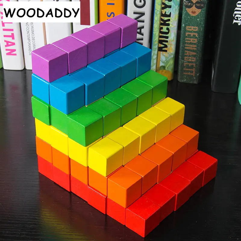 

Dropshipping 100Pcs 2*2*2cm Square Building Blocks Wooden Toys For Kids Rainbow Blocks Preschool Teaching Aids Educational Gift