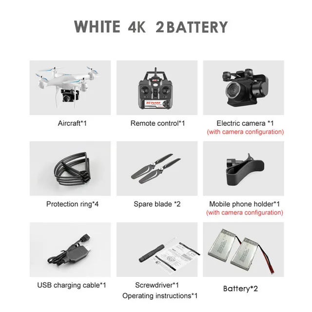 Дрон 4k камера аэрофотосъемка длительный срок службы батареи Wifi карта передача четырехосный самолет игрушка пульт дистанционного управления RC самолет - Цвет: White 4k 2B