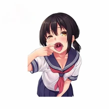 

Lovely School Uniform Ahegao Face Creative Car Stickers Anime Decals for Refrigerator VAN Bumper Window Anime Car Decal KK13cm