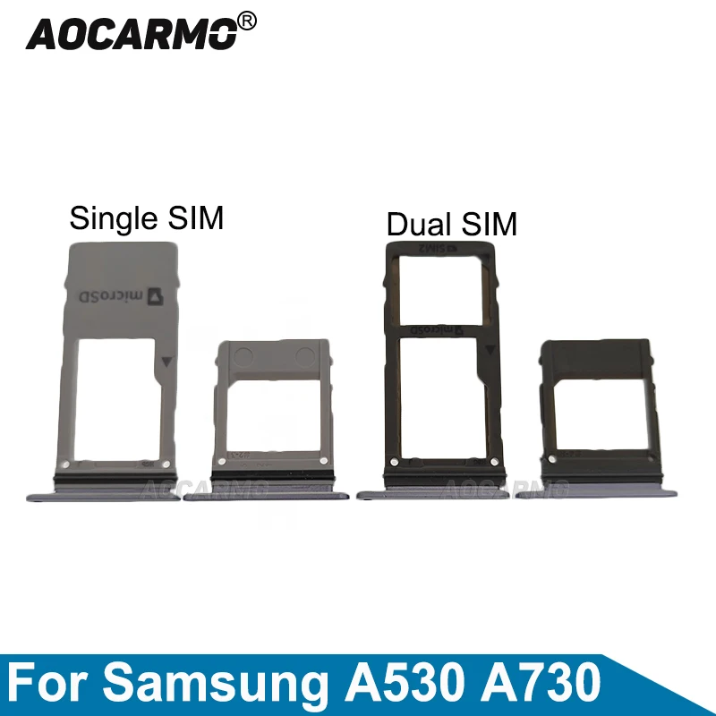 

Aocarmo лоток для одной и двух Sim-карт MicroSD, слот Nano для Samsung Galaxy A8 Plus 2018, A530, A730, A730F, запасная часть