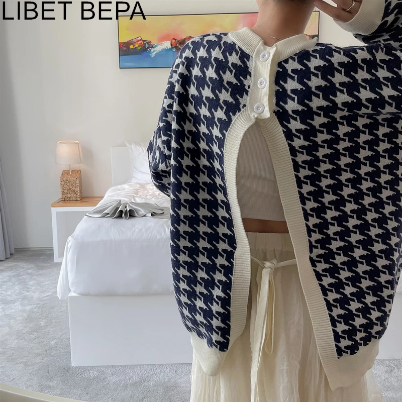 Новинка 2021 женские осенне-зимние свитера теплые вязаные клетчатые винтажные