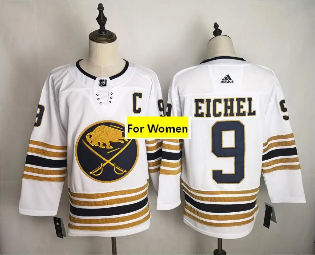 Новинка, все сшитые женские майки Buffalo#9 Jack Eichel#26 Rasmus Dahlin#53 Jeff Skinner - Цвет: Синий
