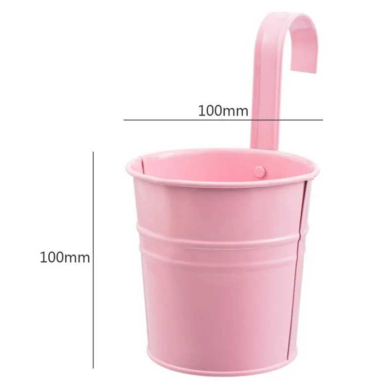 pink 10 цветов подвесной цветочный горшок крюк настенные горшки ведро Железный цветок держатель балкон садовый горшок домашний декор растительные горшки - Цвет: pink