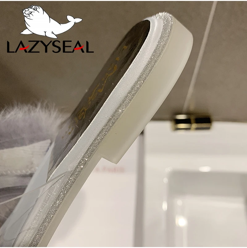 LazySeal/шикарная обувь для ювелирных изделий; женские тапочки из натурального меха; домашние теплые пушистые тапочки на плоской подошве; женские шлепанцы; вьетнамки