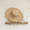 100% Handmade Natural Raffia Hats Women Flat Top Wide Brim Straw Hat Beach Hat Lady  Holiday Panama Sun Protection Sun Hat 4