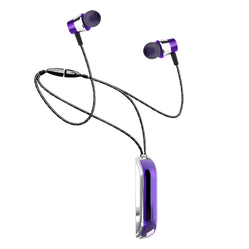 Purple1 Bluetooth наушники с автоспуском двойной стерео звук Беспроводные спортивные наушники ожерелье TWS вкладыши пара гарнитуры для влюбленных - Цвет: Purple1