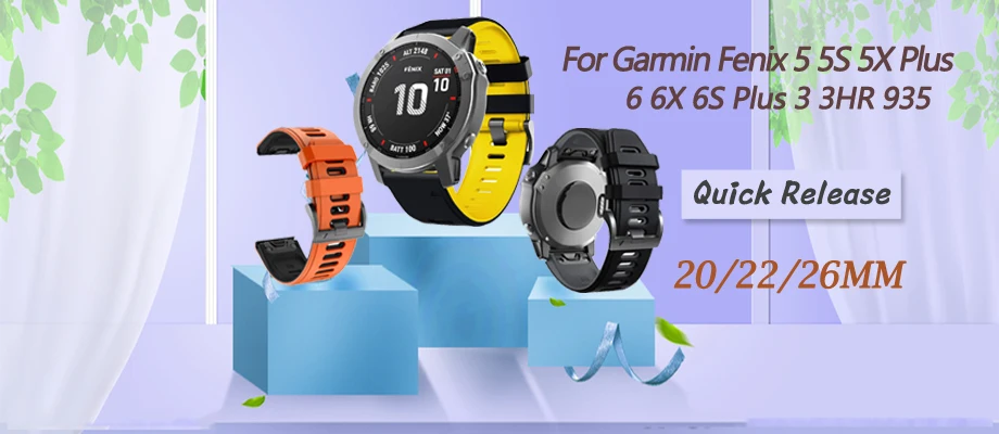 Für Garmin Fenix 5 6 5X 6X 5S 6S Pro Quickfit Silikon Armband Armband 20/22/26mm 