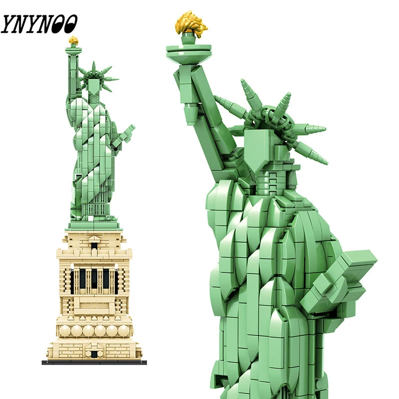 

City Architecture Statue of Liberty Compatible legoingly City America New York Pairs London Taj Mahal Model Building Blocks Toys