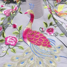 1 метр 135 см Сетка павлин цветок и птица вышивка Чистая Пряжа кружевная ткань diy модное свадебное платье юбка аксессуары для одежды